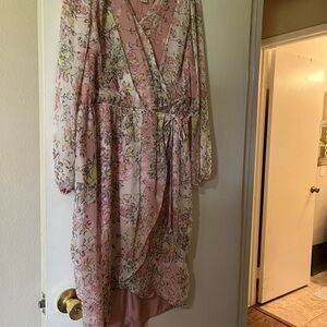 Floral Pink Wrap Dress